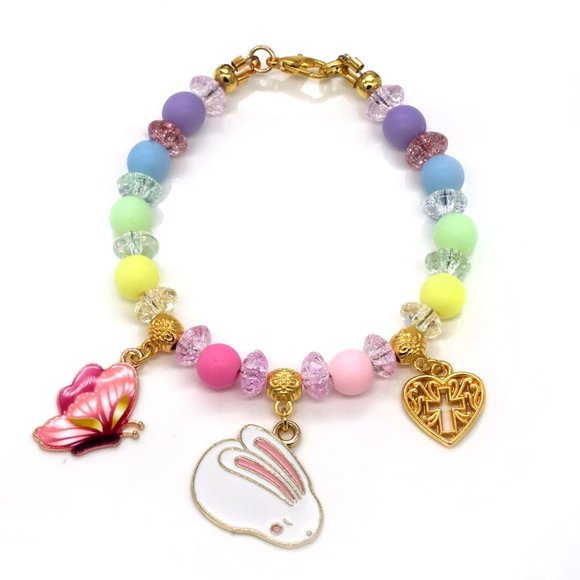 Bracelet with 3 Easter charms and Spring theme. - Picture 2 of 2